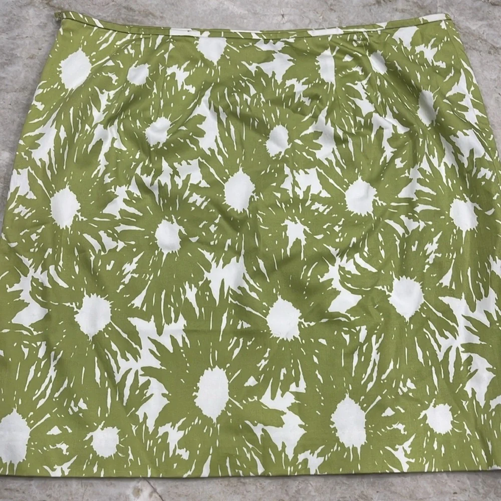 Talbots‎ | Spring Green Splatter Daisy Floral Cotton Pencil Skirt | Size 16